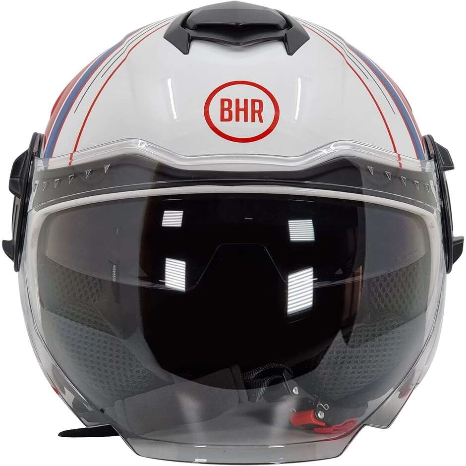 Double Visor Jet Motorcycle Helmet Bhr 830 Flash White Red Blue