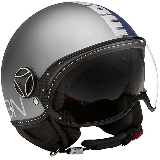 Double Visor Jet Motorcycle Helmet Momo Design FGTR Fighter EVO JOKER Blue Decal Light Gray
