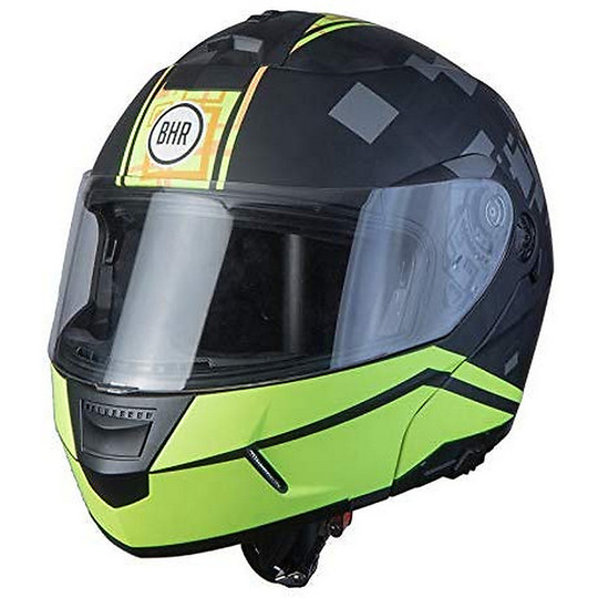 Double Visor Modular Motorcycle Helmet BHR 805 POWER Black Yellow