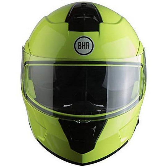 Double Visor Modular Motorcycle Helmet BHR 805 POWER Yellow Fluo
