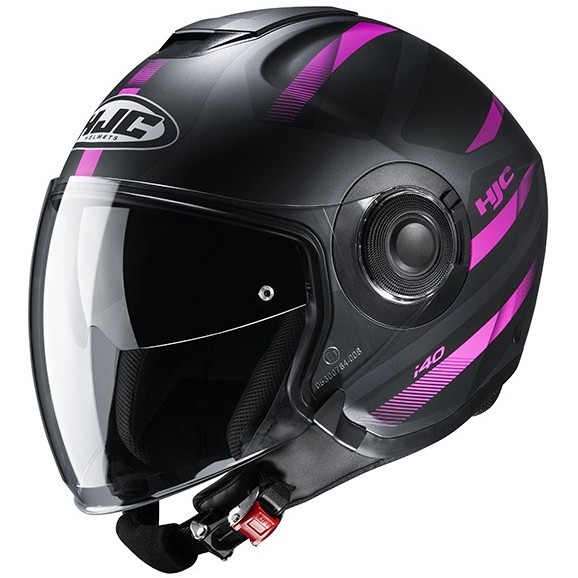 Double Visor Motorcycle Helmet HJC i40 REMI MC8SF Black Pink Opaque