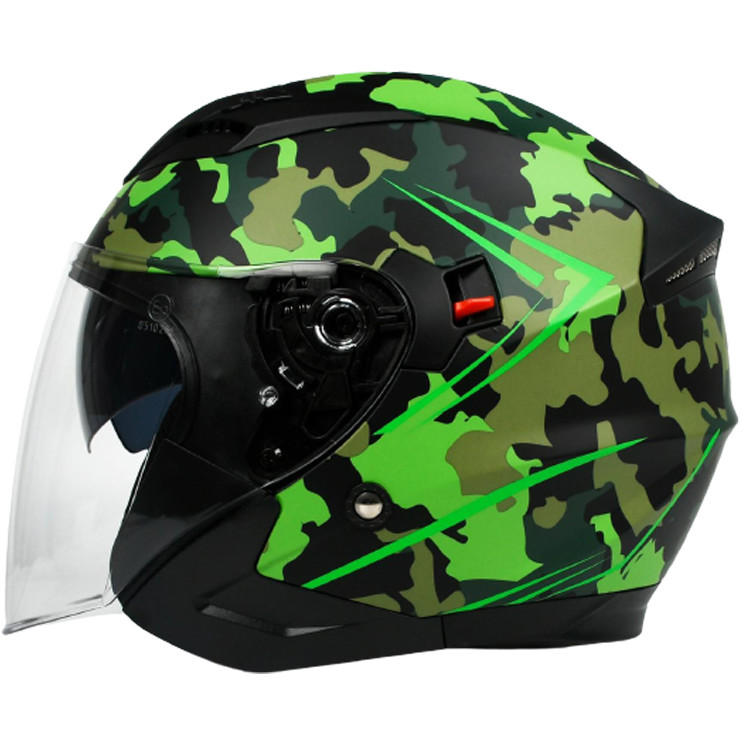 Double Visor Motorcycle Helmet Jet BHR 809 Double Camouflage green