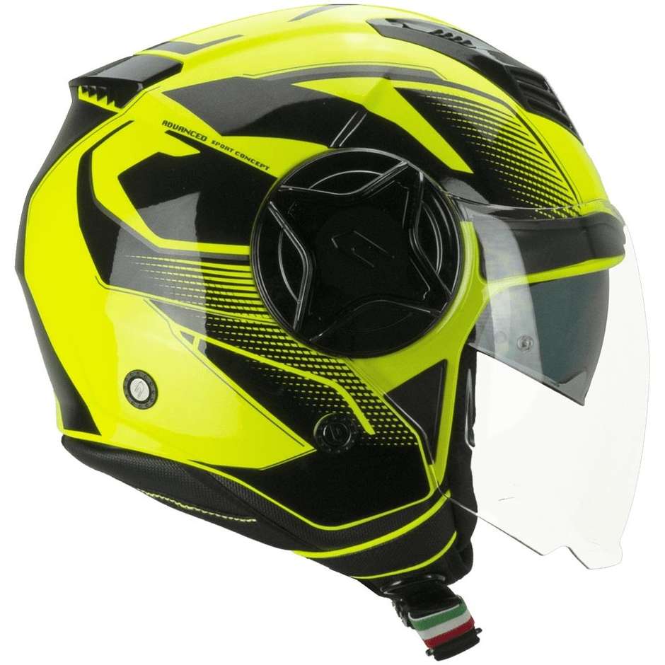 Double Visor Motorcycle Helmet Jet CGM 129A ILLI Sport Yellow Fluo Black