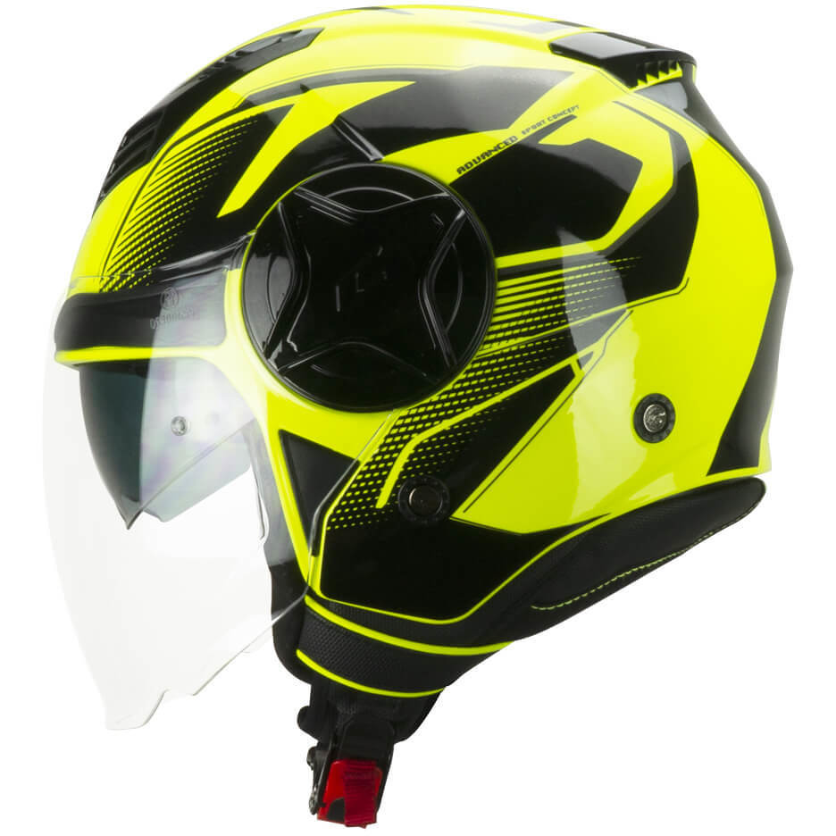 Double Visor Motorcycle Helmet Jet CGM 129A ILLI Sport Yellow Fluo Black
