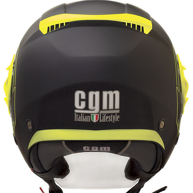 Double Visor Motorcycle Helmet Jet CGM 129s DIXON Black Matt Fluo Yellow