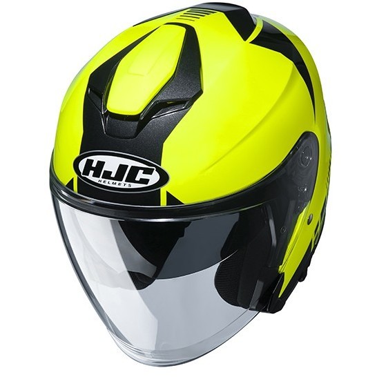Double Visor Motorcycle Helmet Jet HJC i30 BARAS MC4H Yellow Fluo