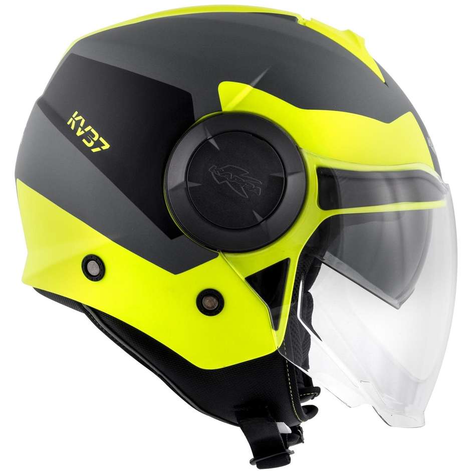 Double Visor Motorcycle Helmet Jet Kappa KV37 Oregon Zone Matt Yellow Titanium