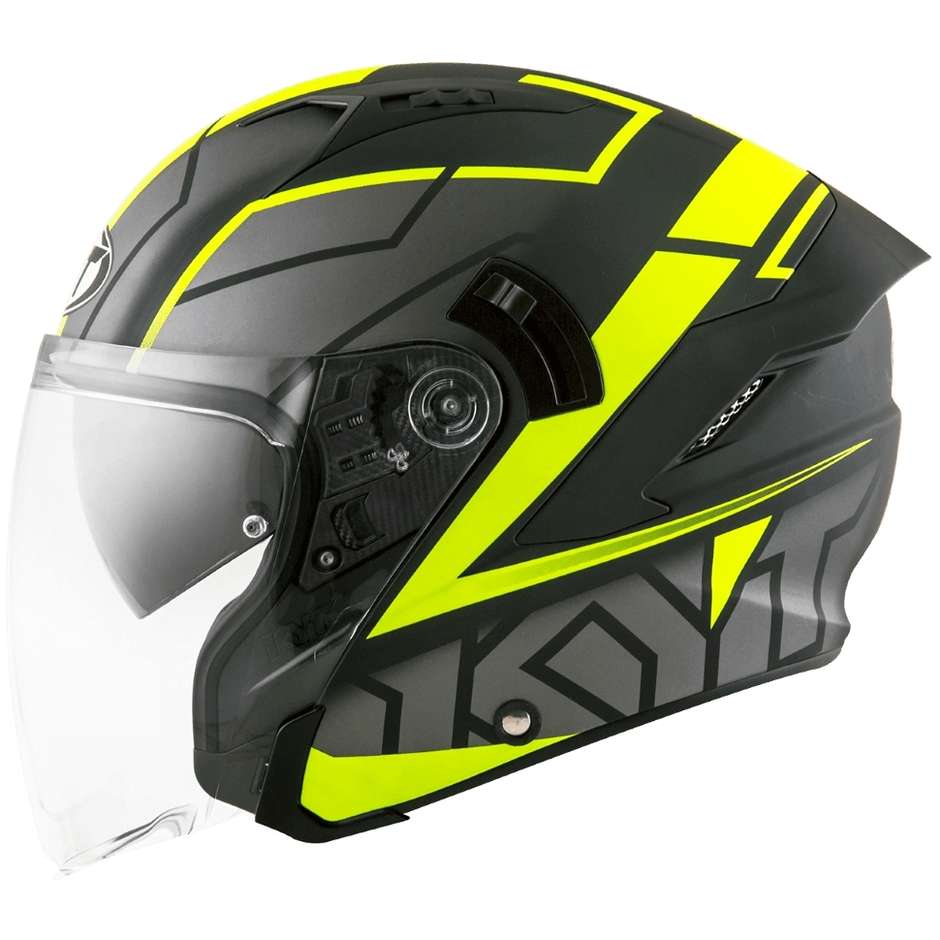 Double Visor Motorcycle Helmet Jet KYT NF-J Motion Matt Fluo Yellow