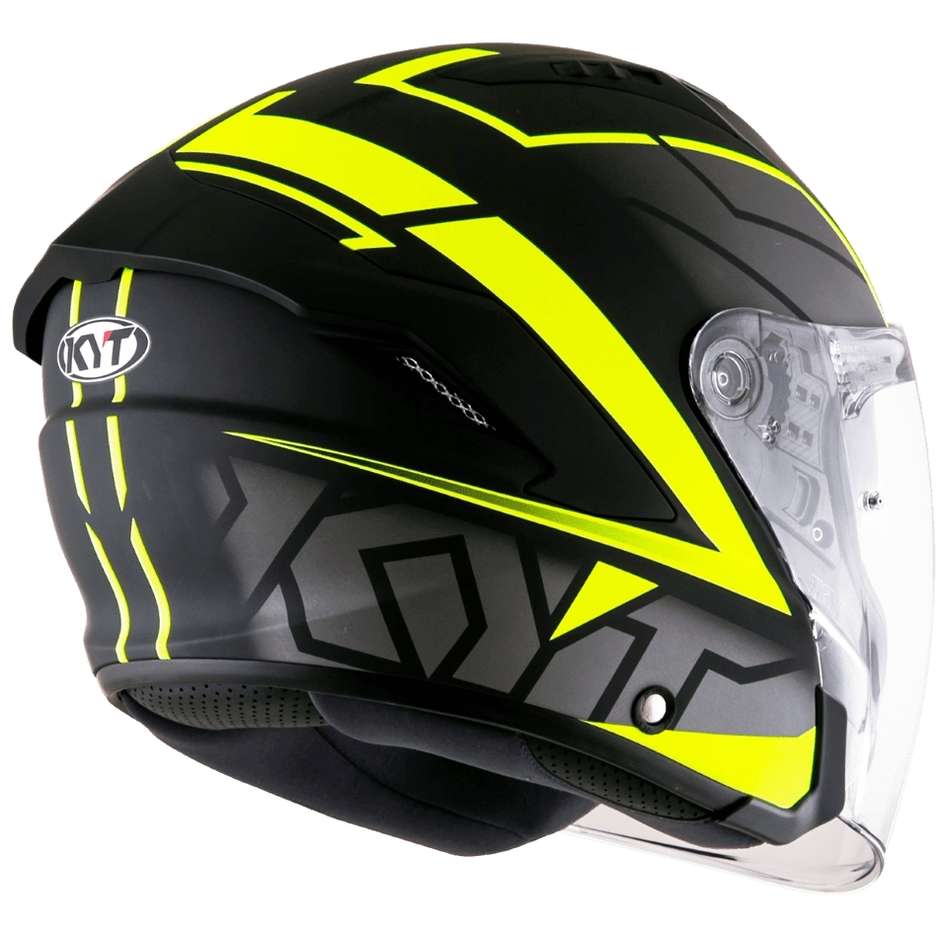 Double Visor Motorcycle Helmet Jet KYT NF-J Motion Matt Fluo Yellow