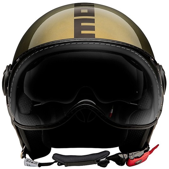Double Visor Motorcycle Helmet Jet Momo Design FGTR Fighter EVO Limited Edition Gold Metal Black