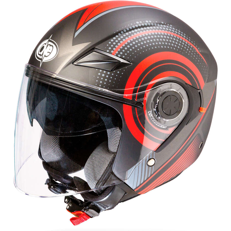 Double Visor Motorcycle Helmet Jet One Alfa Multi Black Red