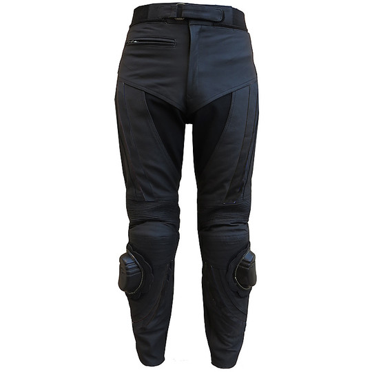  Dual Road Black Leather Motorcycle Trousers 