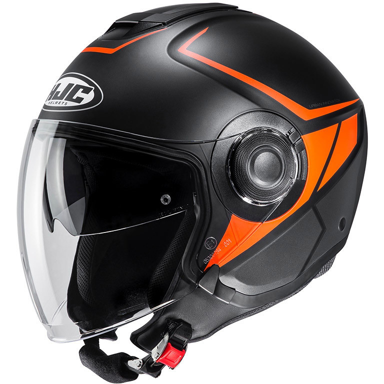 Dual Visor Jet Helmet HJC i40 CAMET MC7SF Black Orange
