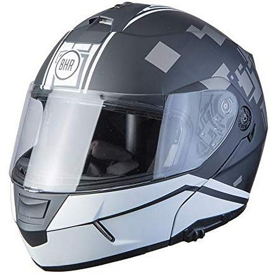 Dual Visor Modular Motorcycle Helmet BHR 805 POWER Black White