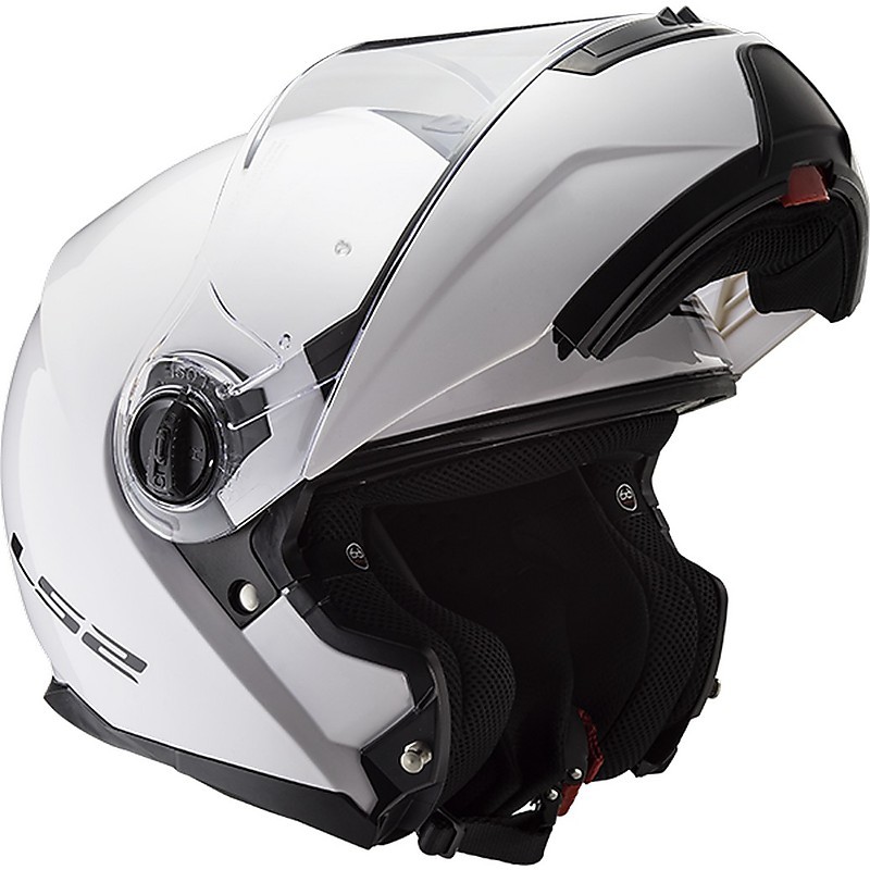 Dual Visor Modular Motorcycle Helmet LS2 FF 325 Strobe Glossy White For