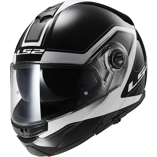 Dual Visor Modular Motorcycle Helmet LS2 FF325 Black Strobe CIVIK