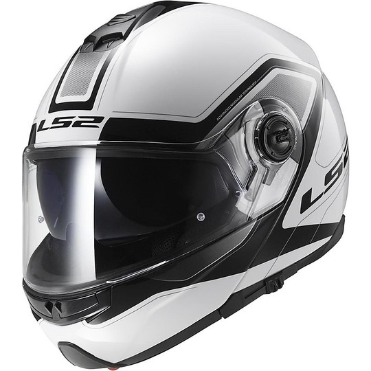 Dual Visor Modular Motorcycle Helmet LS2 FF325 Strobe CIVIK White / Black