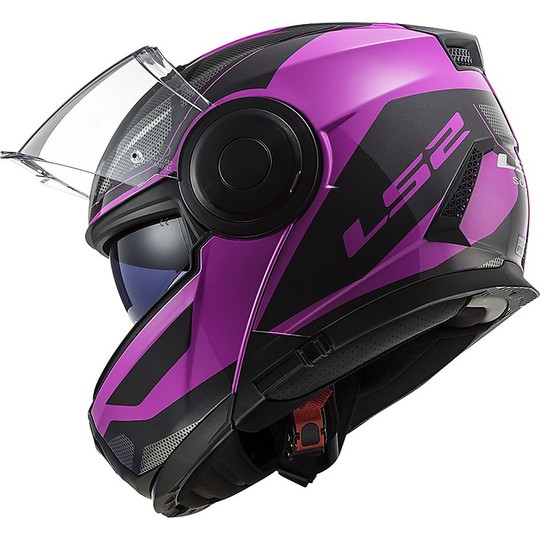 Dual Visor Modular Motorcycle Helmet Ls2 FF902 SCOPE Axis Black Pink
