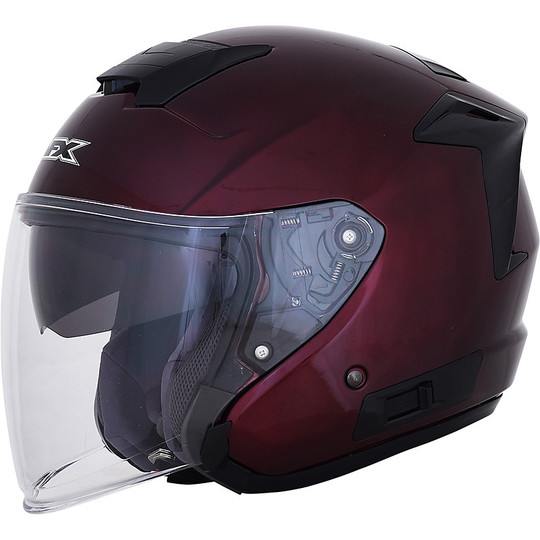 Dual Visor Motorcycle Helmet Jet AFX Fx-60 Red Dark Wine