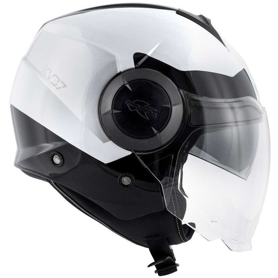 Dual Visor Motorcycle Helmet Jet Kappa KV37 Oregon Zone Glossy White Black Silver