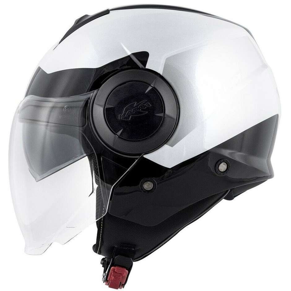 Dual Visor Motorcycle Helmet Jet Kappa KV37 Oregon Zone Glossy White Black Silver