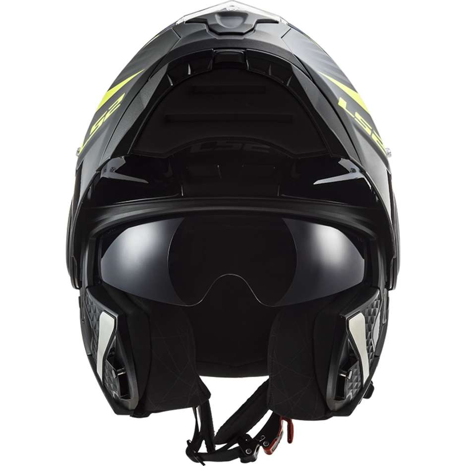 Dual Visor Motorcycle Modular Helmet Ls2 FF902 SCOPE Skid Black Yellow Fluo