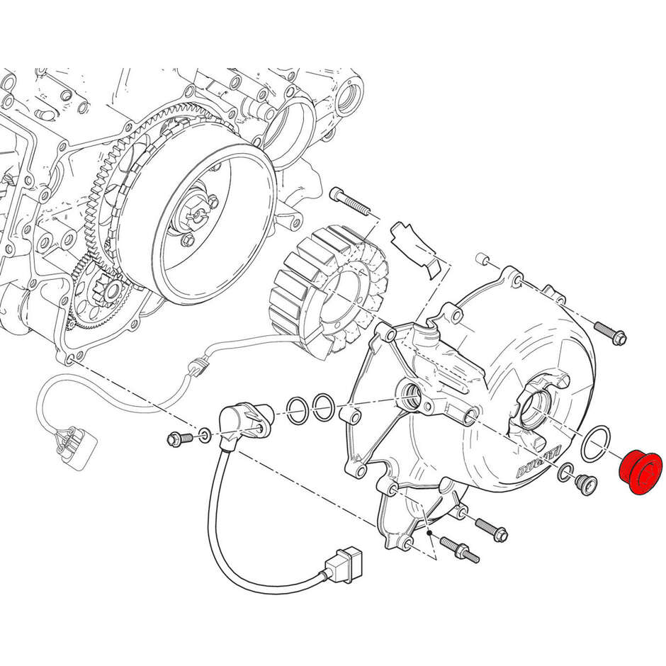 Ducati CNC Racing TA170 Lichtmaschinen-Inspektionskappe, schwarz/rot