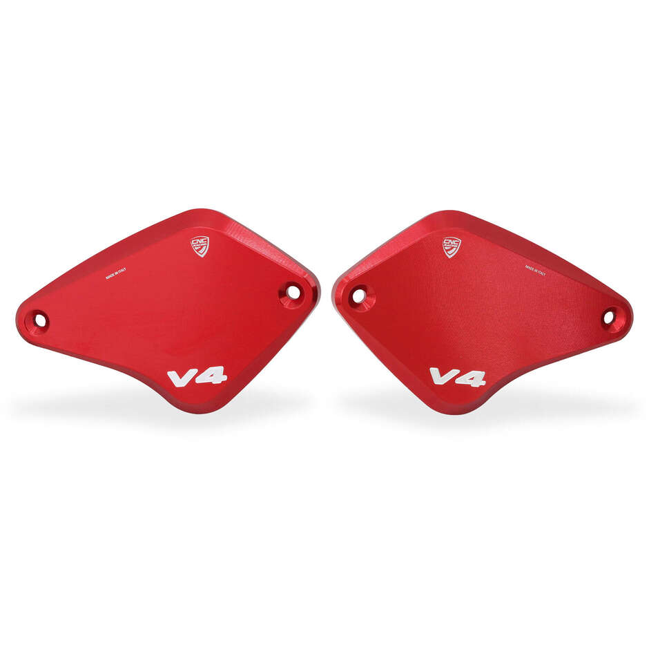 Ducati Diavel V4 Brake and Clutch Fluid Reservoir Caps - Touch Bicolor CNC Racing KT560 Red