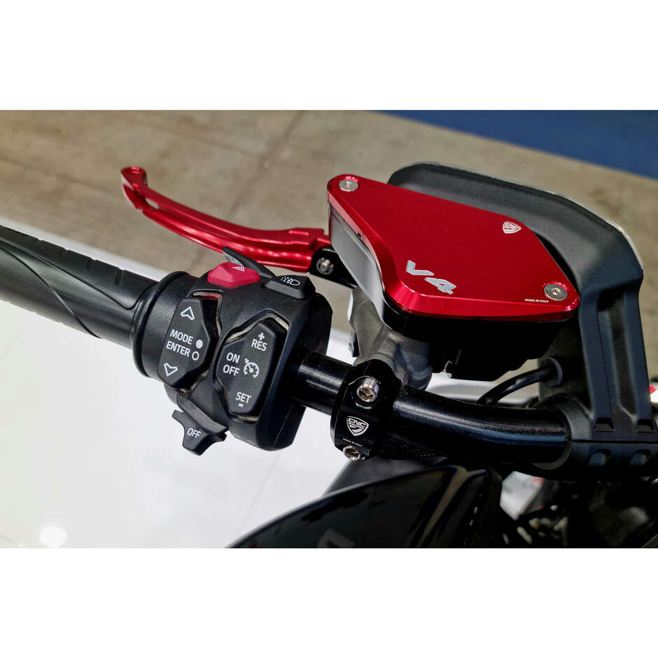 Ducati Diavel V4 Brake and Clutch Fluid Reservoir Caps - Touch Bicolor CNC Racing KT560 Red