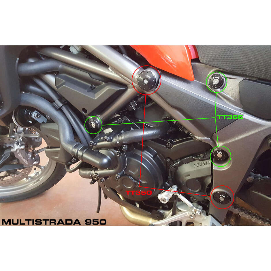 Ducati Multistrada 950 Frame Caps - Small Holes CNC Racing TT366 Red