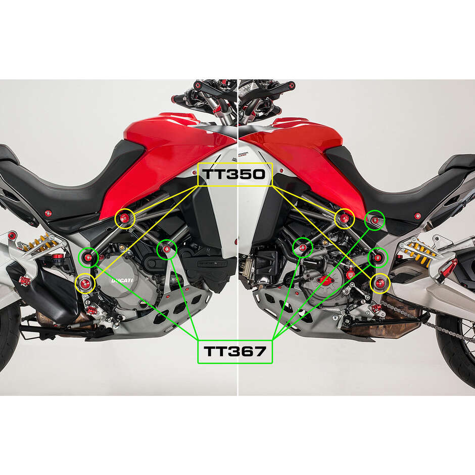 Ducati Multistrada Enduro Rahmenstopfen - Kleine Löcher CNC Racing TT367 Rot
