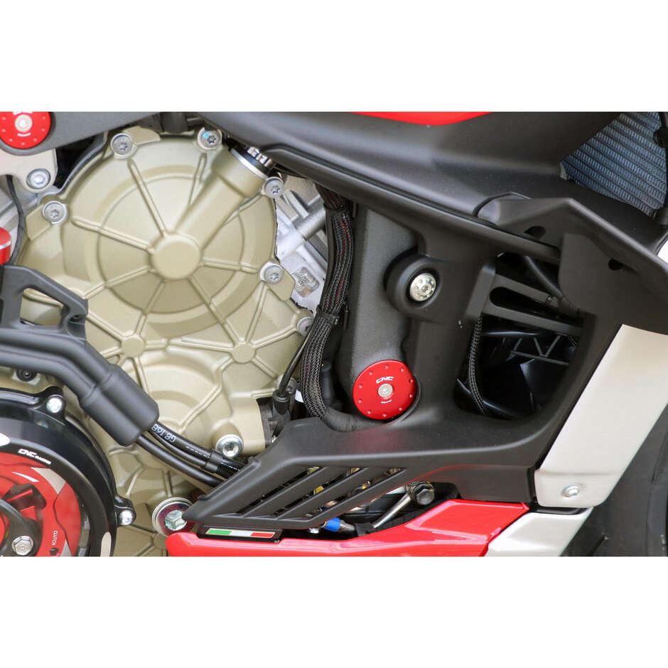 Ducati Streetfighter V4 Rahmenstopfensatz - große Löcher CNC Racing TT360 Rot