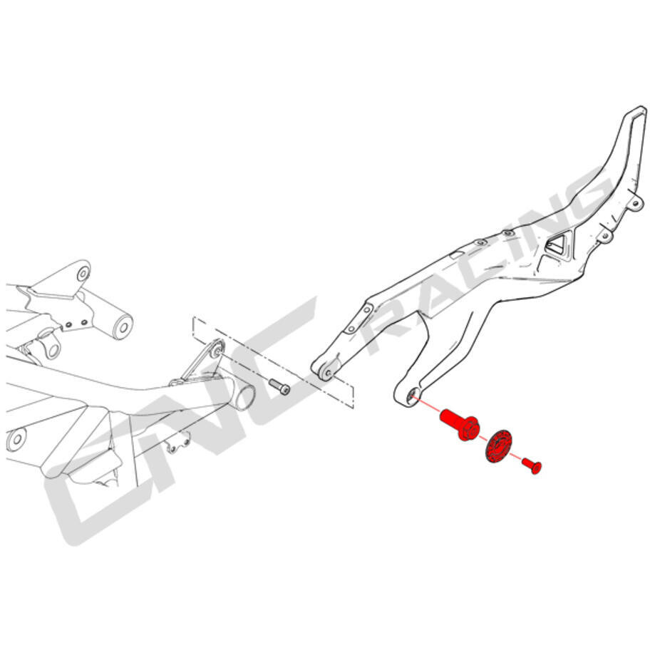 Ducati XDiavel CNC Racing TT539, schwarze hintere Hilfsrahmenkappen