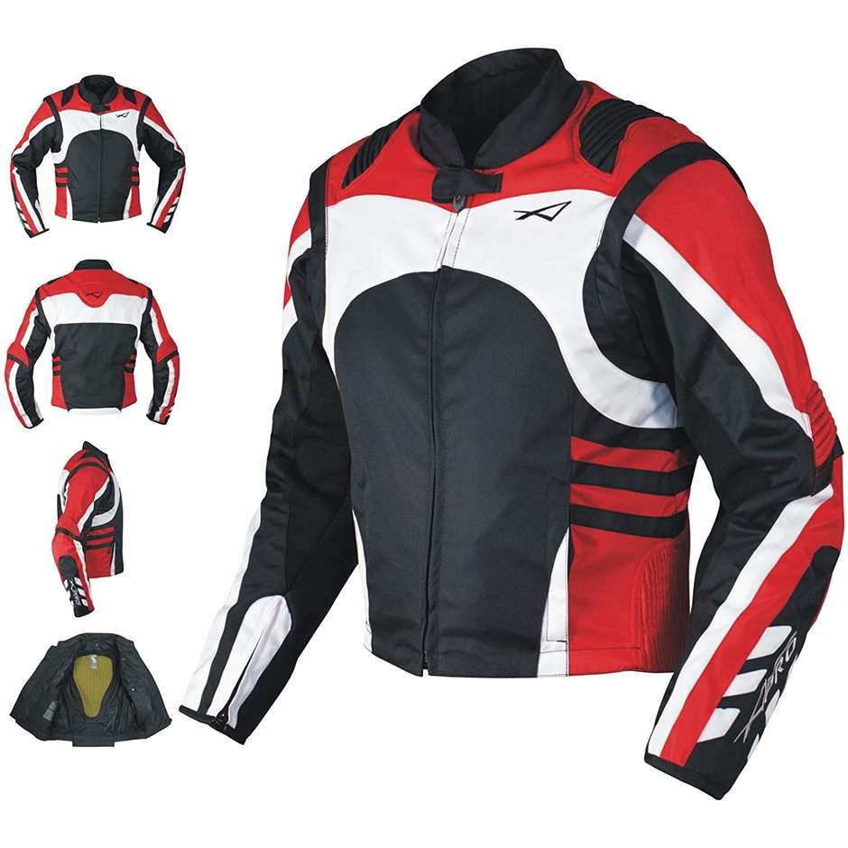 DYABLEX Schwarz Rot American-Pro zertifizierte Motorradjacke aus Stoff