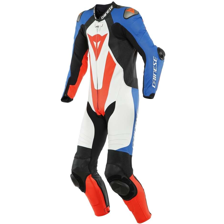 Einteiliger Moto Racing Lederanzug Dainese LAGUNA SECA 5 1 Stück Perforiert Schwarz Weiß Blau Rot