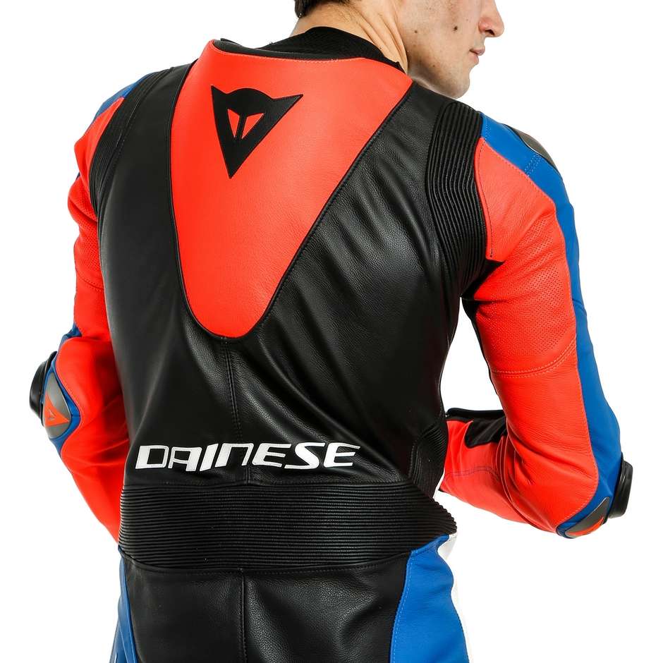 Einteiliger Moto Racing Lederanzug Dainese LAGUNA SECA 5 1 Stück Perforiert Schwarz Weiß Blau Rot