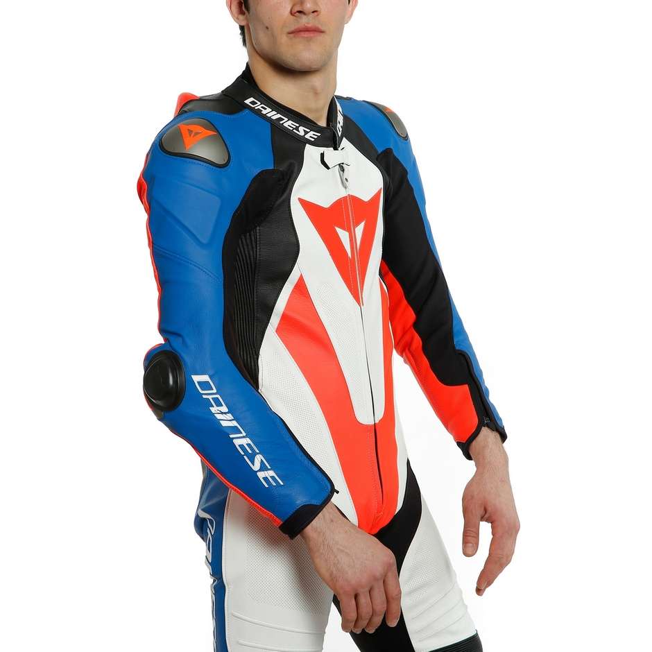 Einteiliger Moto Racing Lederanzug Dainese LAGUNA SECA 5 1 Stück Perforiert Schwarz Weiß Blau Rot