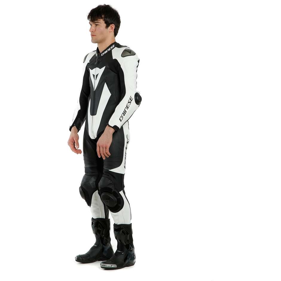 Einteiliger Moto Racing Lederanzug Dainese LAGUNA SECA 5 1 Stück perforiert schwarz weiß