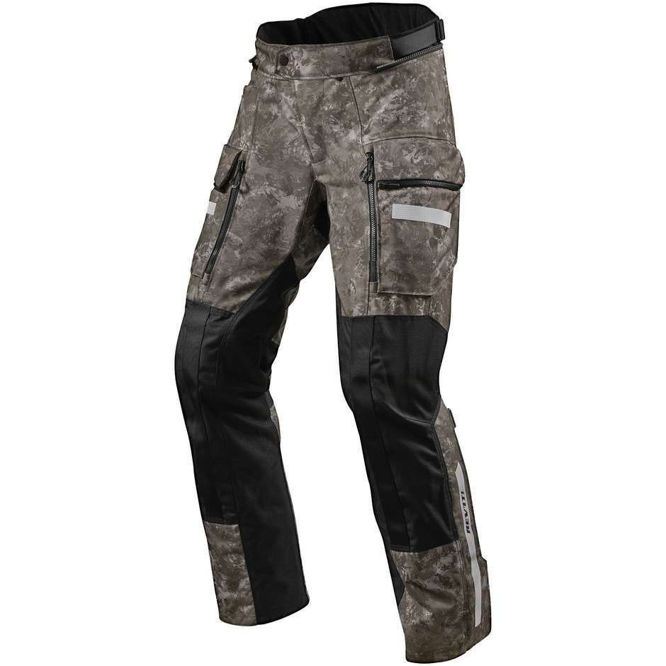 Elongated Motorcycle Touring Pants Rev'it SAND 4 H2O Brown Camouflage