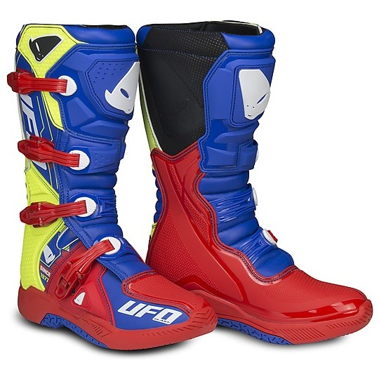 Enduro Motocross Boots Ufo Elektron Model Red Blue Yellow Neon
