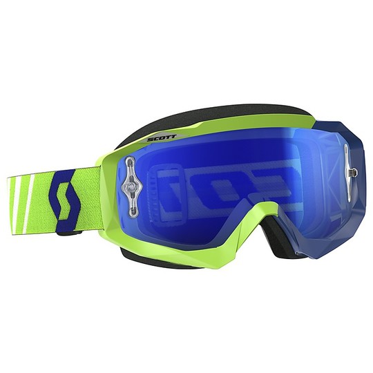 Enduro Motocross Goggles Scott Hustle MX Grün Blau-Objektiv Blau Chrome Clear +