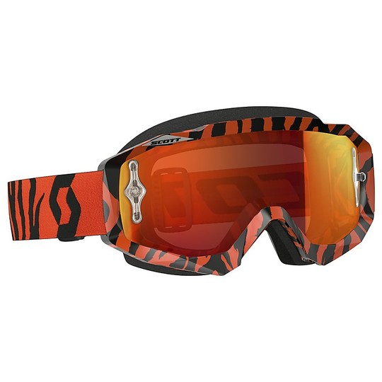 Enduro Motocross Goggles Scott Hustle MX Schwarz Orange Fluo orange Chrome-Objektiv + Chiara