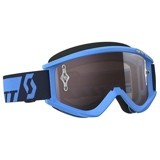 Enduro Motocross Goggles Scott Recoil XI blaue Linse Silver Chrome