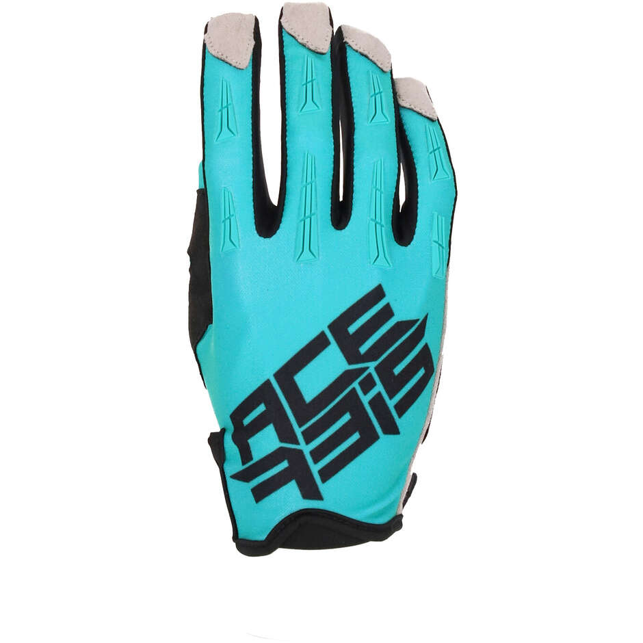 Enduro Motorcycle Gloves for Children in ACERBIS CE MX XK KID Petrol Green Fabric