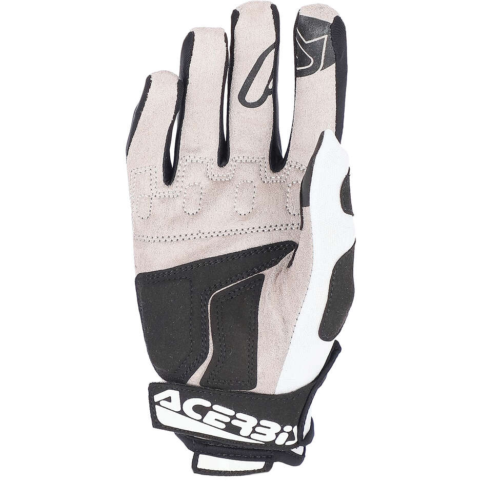 Enduro Motorcycle Gloves for Children in ACERBIS CE MX XK KID White Fabric
