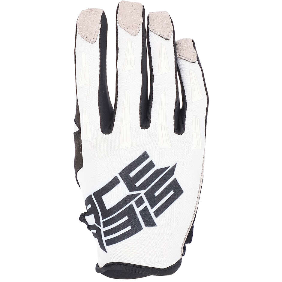 Enduro Motorcycle Gloves for Children in ACERBIS CE MX XK KID White Fabric