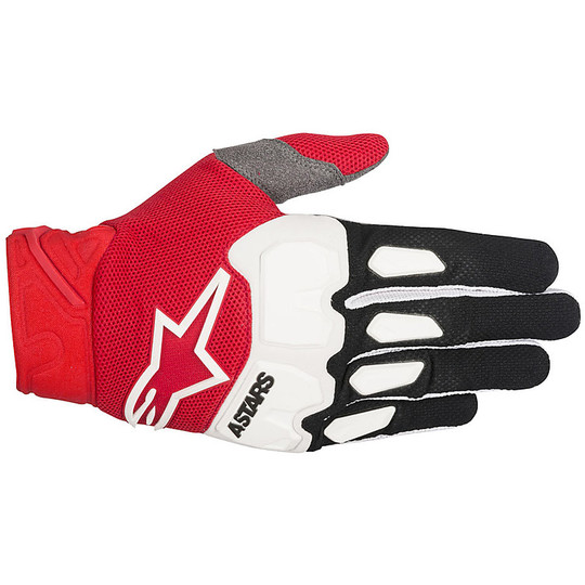 Enduro Motorrad-Handschuhe Alpine Racefend Schwarz / Rot / Weiß