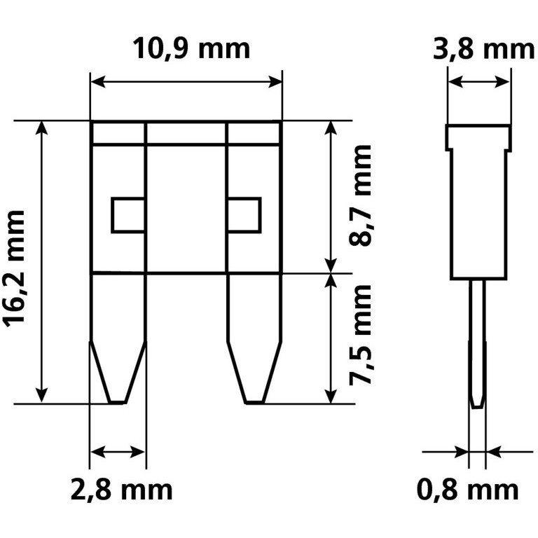 Mini Fusible 15 Ampères MOTO (sachet de 10 fusibles)