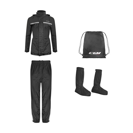 ProtectWEAR Combinaison Imperméable Moto 2 Pièces Noire - Protection Pluie RK Taille 4XL