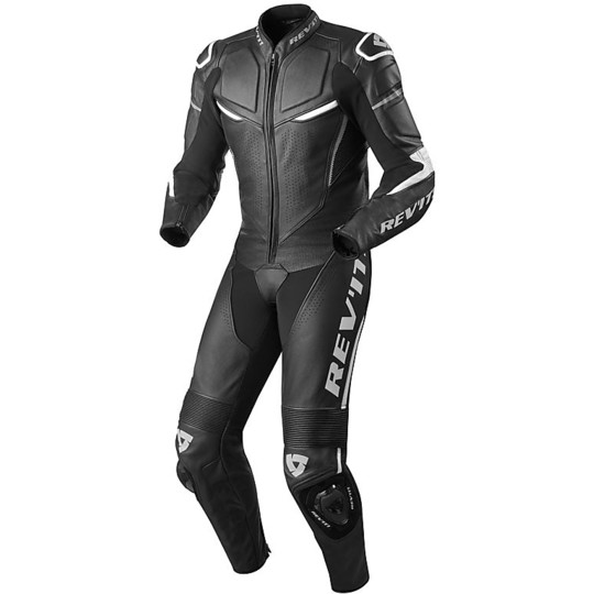 Entire suit Motorcycle Racing Leather Rev'it Masaru 1pc Black White